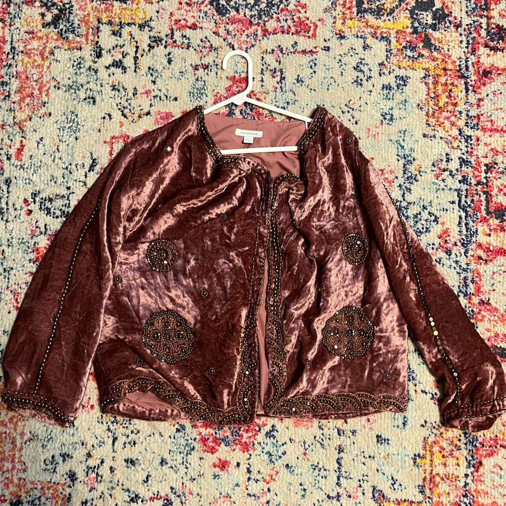 Boston Proper velvet beaded blazer